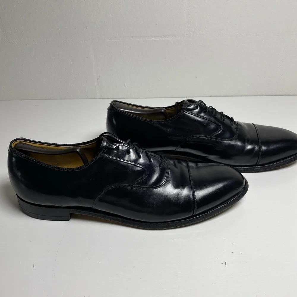 Johnston & Murphy Men's 13D  USA Made Goodyear Welt Black Cap Toe Dress Shoes